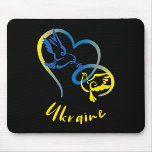 Ukraine Flag Colors Peace Doves And Hearts Peace I Mouse Pad