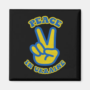 Ukraine Flag Colors Two Fingers Peace Sign Peace D Magnet