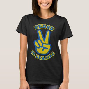 Ukraine Flag Colors Two Fingers Peace Sign Peace D T-Shirt