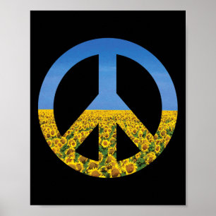 Ukraine Flag Colours Blue Skies Sunflower Field Pe Poster
