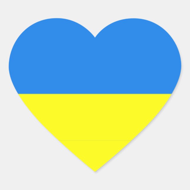 Ukraine flag colours heart sticker (Front)