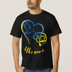 Ukraine Flag Colours Peace Doves and Hearts Peace  T-Shirt
