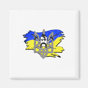 Ukraine Flag Cossack Warrior Ukrainian Tryzub Coss Magnet