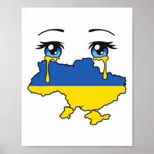 Ukraine Flag Crying Tears For Ukraine 1 Poster