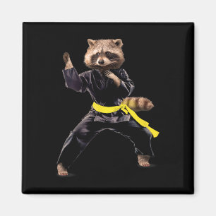 Ukraine Flag Cute Kungfu Racoon Magnet