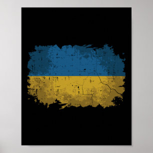 Ukraine Flag Distressed Ukrainian Patriotic Men Wo Poster