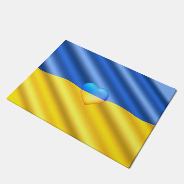 Ukraine Flag Doormat - Freedom (Angled)