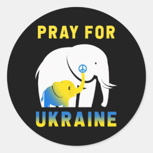 Ukraine Flag Elephant Vintage Ukrainian Ukraine Classic Round Sticker