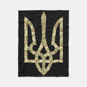 Ukraine Flag Emblem Ukrainian National Tryzub Trid Fleece Blanket