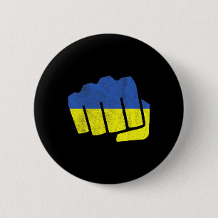 Ukraine Flag Fist. Stay Strong Ukraine. Blue And Y 6 Cm Round Badge