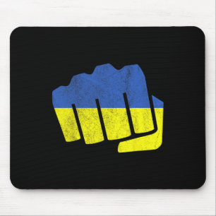Ukraine Flag Fist. Stay Strong Ukraine. Blue And Y Mouse Pad