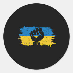Ukraine Flag Fist Ukrainian Resistance Protest Men Classic Round Sticker