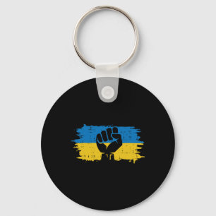 Ukraine Flag Fist Ukrainian Resistance Protest Men Key Ring