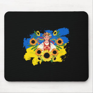 Ukraine Flag Floral Woman Heart Hands Support Peac Mouse Pad