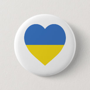 Ukraine Flag Heart 6 Cm Round Badge