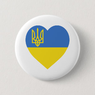 Ukraine Flag Heart 6 Cm Round Badge