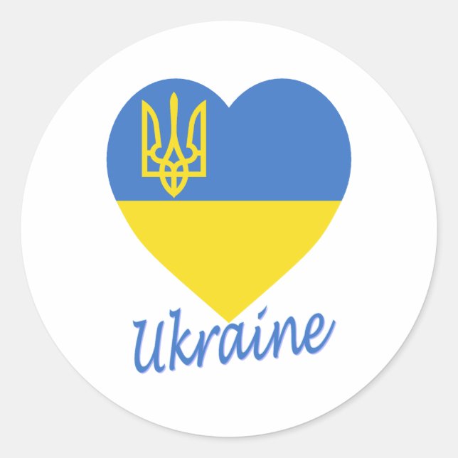 Ukraine Flag Heart Classic Round Sticker (Front)