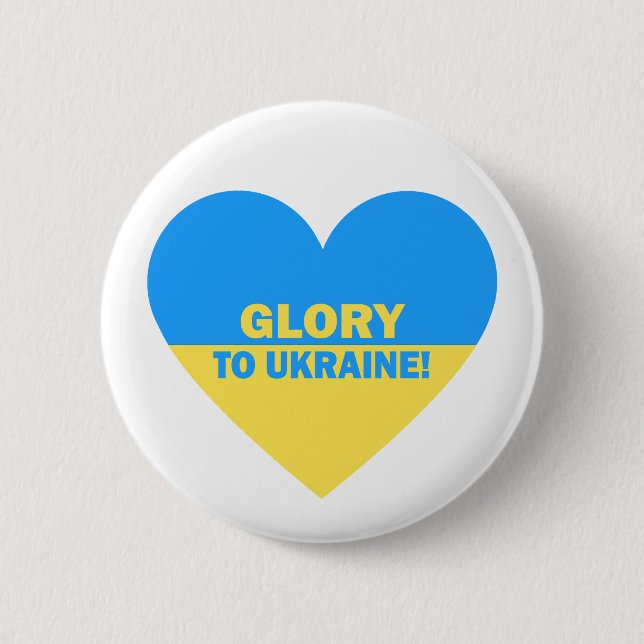 Ukraine Flag Heart Glory To Ukraine 6 Cm Round Badge (Front)