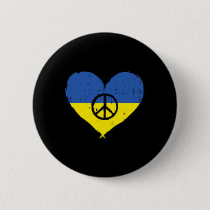 Ukraine Flag Heart Peace Sign Retro Ukrainian Wome 6 Cm Round Badge
