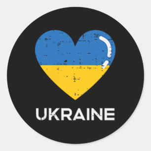Ukraine Flag Heart Pocket Love Ukrainian Women Men Classic Round Sticker