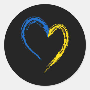 Ukraine Flag Heart Vintage Ukrainian Lovers Ukrain Classic Round Sticker