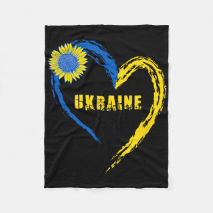Ukraine Flag Heart Vintage Ukrainian Lovers Ukrain Fleece Blanket