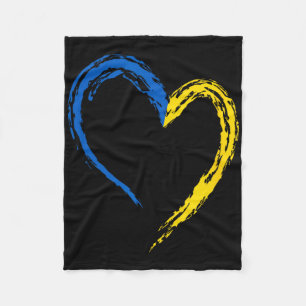 Ukraine Flag Heart Vintage Ukrainian Lovers Ukrain Fleece Blanket