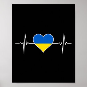 Ukraine Flag Heartbeat Pulse Roots Country Ukraine Poster