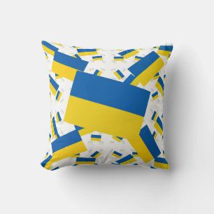 Ukraine Flag in Multiple Colourful Layers Askew Cushion