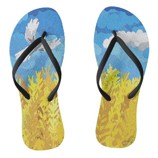 Ukraine Flag Landscape Flip Flops (Footbed)