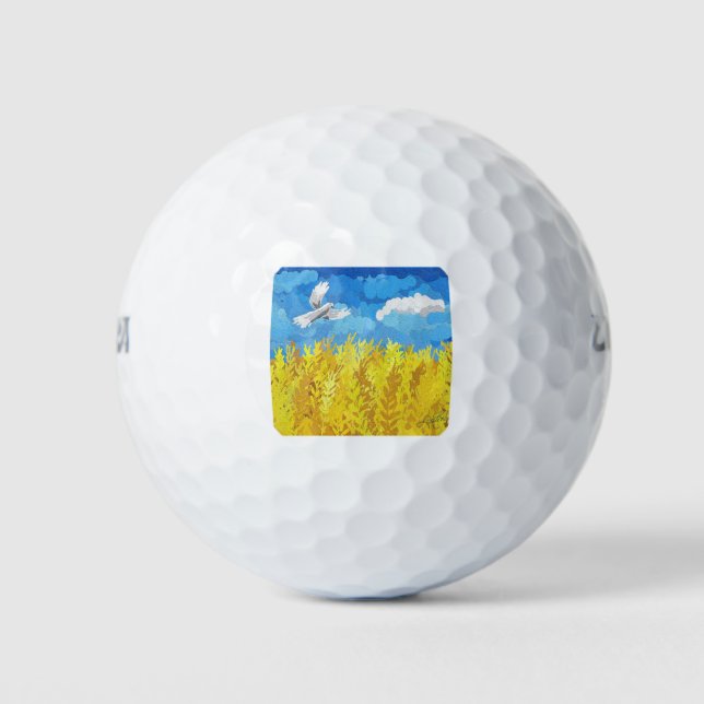 Ukraine Flag Landscape Golf Balls (Front)