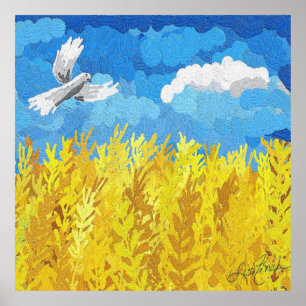 Ukraine Flag Landscape Poster