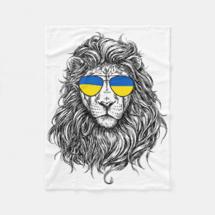 Ukraine Flag Lion Sungles Ukraine Gifts Love Ukrai Fleece Blanket