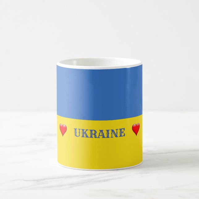 Ukraine Flag Love Coffee Mug (Center)