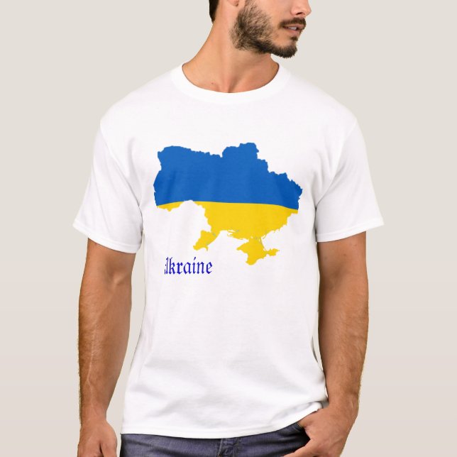 Ukraine Flag Map T-Shirt (Front)