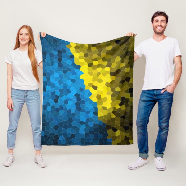 Ukraine flag mosaic fleece blanket (In Situ)