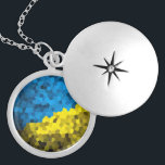 Ukraine flag mosaic locket necklace<br><div class="desc">Ukraine flag mosaic,  stained glass</div>