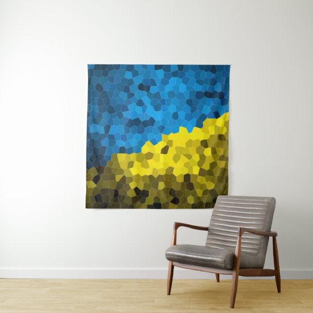 Ukraine flag mosaic tapestry (In Situ)