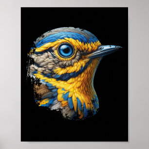 Ukraine Flag National Animal Common Nightingale Pa Poster