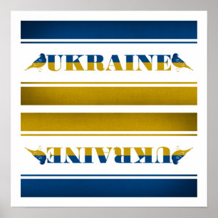 Ukraine Flag, National Nightingale Birds Poster