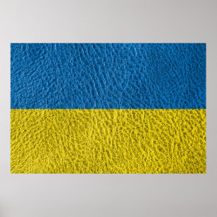 Ukraine flag on leather poster