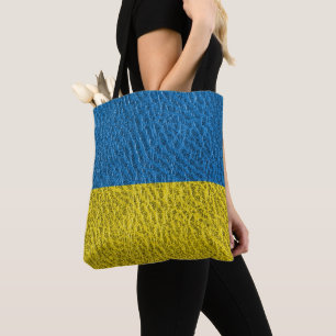 Ukraine flag on leather tote bag