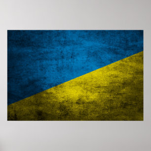 Ukraine flag on wall poster