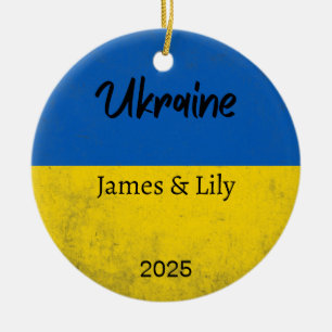 Ukraine Flag Ornament, Personalised Ukraine Ceramic Ornament