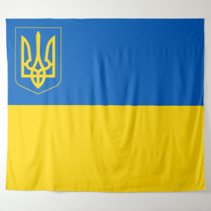 Ukraine Flag Patriotic Ukrainian Coat Of Arms Tapestry