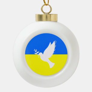 Ukraine Flag Peace Dove Christmas Ornament Freedom
