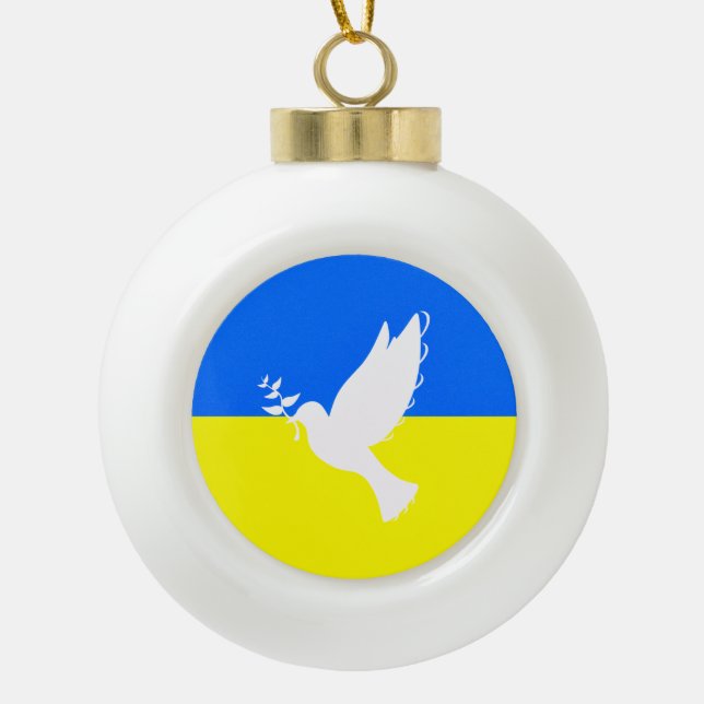 Ukraine Flag Peace Dove Christmas Ornament Freedom (Front)