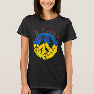 Ukraine Flag Peace Flowers T-Shirt