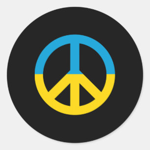 Ukraine Flag Peace Sign  Classic Round Sticker