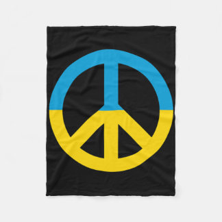 Ukraine Flag Peace Sign Fleece Blanket
